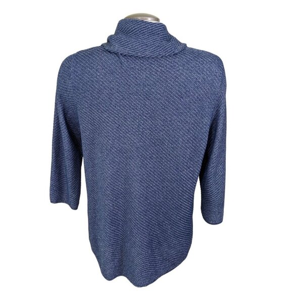 Chicos Easywear Cowl Neck Top Womens US 12 14 Blue Diagonal Stripe Pullover - Picture 4 of 8